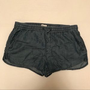 Denim track shorts